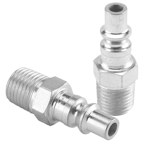 A Style 1/4 Inch MNPT Air Plug Silver 10 Count Pack For Quick Connect Systems Milton Compatible With A Style Couplers And Many Industrial Fittings Easy Fit With 1/4 Basic Flow Size. Silver steel air plug set with threaded MNPT end