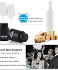 Two Pack Real Vacuum Wine Stoppers Keep Wine Fresh Longer, Reusable Preserver To Suck Air Out, Vacuum Seal Bottle Stopper