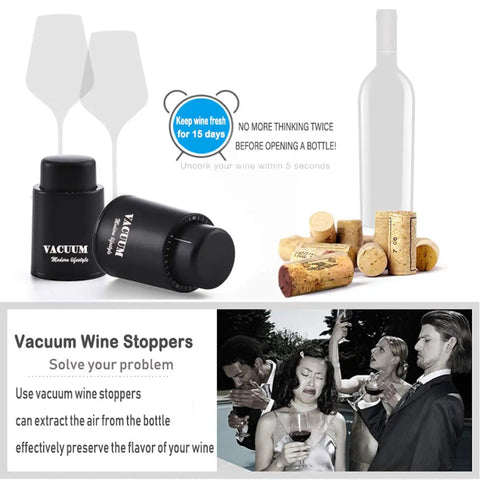 Two Pack Real Vacuum Wine Stoppers Keep Wine Fresh Longer, Reusable Preserver To Suck Air Out, Vacuum Seal Bottle Stopper