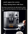 No Fuss Fully Automatic Coffee And Espresso Machine Featuring Silent Grinder, Dual Purpose Reservoir, 15 Bar Pressure, Manual Milk Frother