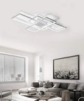 Three Square Geometric LED Ceiling Light Fixture, Modern Flush Mount 75W Cool White 6000K Acrylic Lamp in living room.