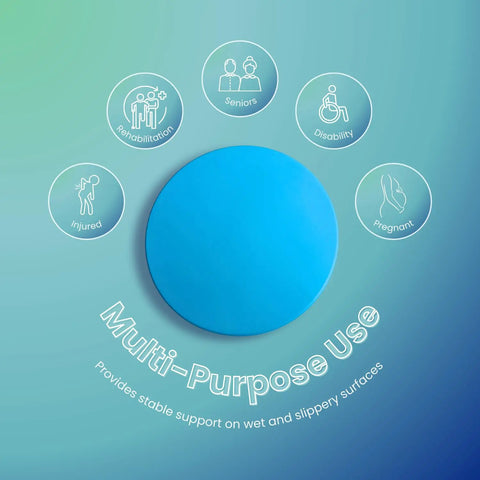Blue seat of Compact Shower Stool With 360 Degree Rotating Padded Seat Non Slip Bath Bench Safe For Daily Use