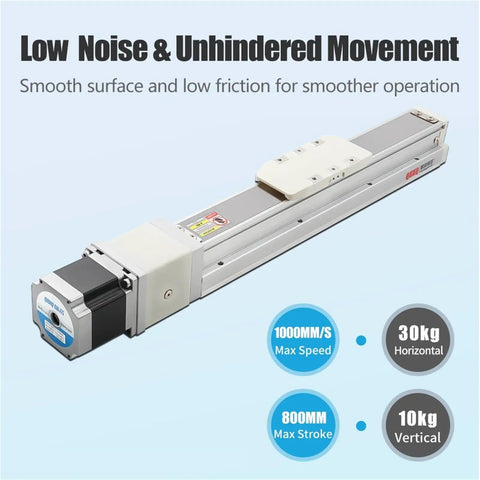 Industrial Ball Screw Linear Stage With Fully Enclosed Module And 1000mm Travel Distance For Pro Automation Projects featuring a 1000mm slide and aluminum casing.