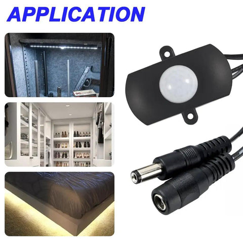 DC 12V To 30V 3A Mini PIR Motion Sensor Switch Infrared Activated LED Controller For Wall Lamps With DC Terminal Connector And Screwdriver Included Pack Of 2, black