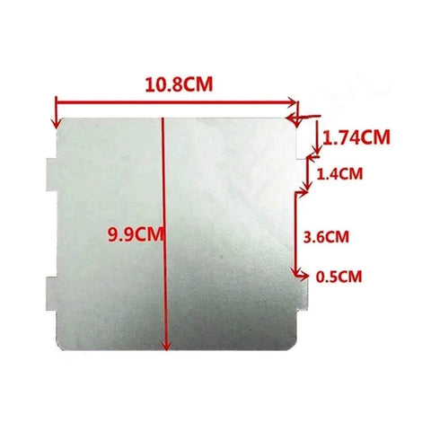 Thick Mica Sheet Replacement For Microwave Ovens, showing dimensions 10.8 x 9.9 cm, heavy duty heat insulation slice, 2 pack