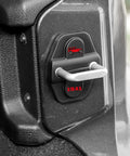 Close-up of Tough Stainless Steel Door Lock Decoration Cover Set For 2018 2025 Jeep Wrangler JL JLU 4XE Unlimited Sahara