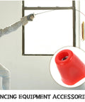 Fencer practicing with a sabre, inset showing red fencing nut from 2 Pack Threaded Nut Replacement for Fencing Sabres and Gear