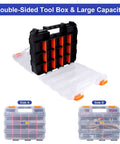 Double Sided Parts Organizer With Removable Dividers, 34 Compartment Storage Bins For Hardware Screws Nuts Bolts Washers