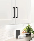 Black Cabinet Pulls for Kitchen Square Stainless Steel Drawer Handles 10 Inch Hole Center on white cabinets