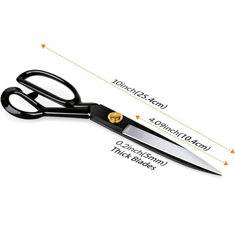 Pro Grade Heavy Duty 10 Inch Fabric Scissors For Leather Sewing And Tailoring, Industrial Strength High Carbon Steel Shears