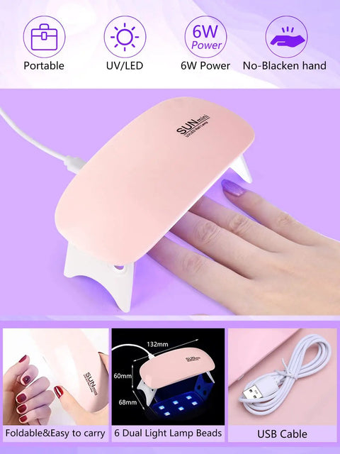 All In One Acrylic Nail Kit For Beginners With 42 Colors Glitter Powder And Monomer Liquid Pro Grade UV LED Lamp