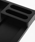 DIY Model Frame Organizer Tray With Multi Tier Adjustable Compartments For Workshop Use Handy Plastic Hobby Tool Sorting Rack, black plastic close-up