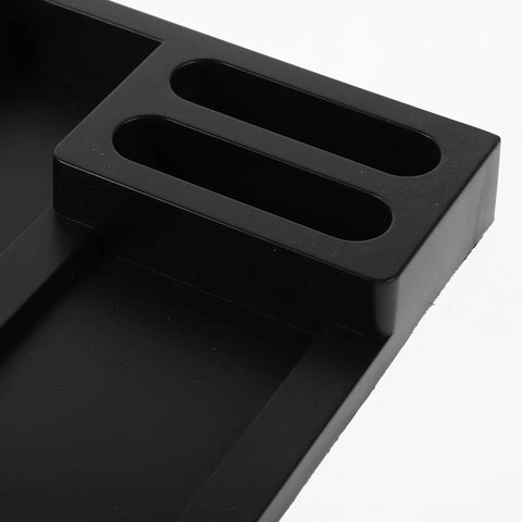 DIY Model Frame Organizer Tray With Multi Tier Adjustable Compartments For Workshop Use Handy Plastic Hobby Tool Sorting Rack, black plastic close-up