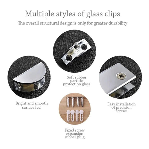 Cabinet Shelf Clips Set Of 10 Durable Frameless Clamp Brackets with close-up of metal surface and mounting hardware