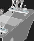 Close-up of Heavy Duty 6 Wheel Trolley Assembly For Electric Hoist With Super Deep Groove Ball Bearings on struts.
