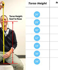 Person demonstrating torso height measurement for selecting Beat Aluminum Canoe Paddle with 8 Degree Bent Blade size.