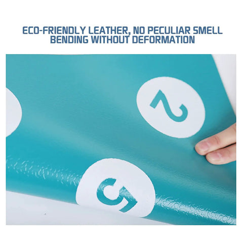 Close-up of green fencing training target for Saber Foil and Epee with five bullseyes, eco-friendly leather material, bendable.