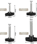 Solid 60 Piece Thumb Screws Assortment With Ergonomic Wing Knobs showing various sizes and dimensions of threaded screws for quick assembly.