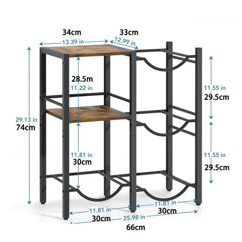 Heavy Duty Water Jug Rack With Shelf For Bottles, Space Saving Dispenser Storage Organizer dimensions displayed