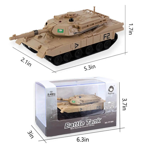 2.4 GHz 9-Channel RC Battle Tank With Sound Lights And Rotating Turret, 1:64 Scale Combat Vehicle For Kids in packaging