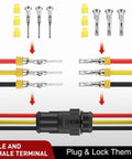 Diagram of Extensive 1 2 3 4 5 6 Pin Electrical Connector Set Waterproof Quick Connect Plugs with male and female terminals