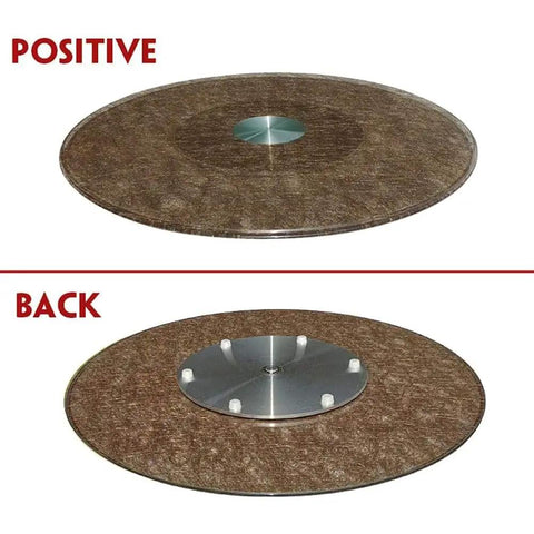Rotating Lazy Susan Glass Turntable For Dining Tables With Aluminum Base 360 Degree Spin No Slip Bearing Quiet Durable 90cm Serving Tray top and bottom view