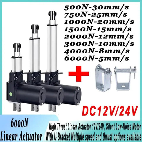 6000N High Thrust Linear Actuator Built Tough for 12V-48V Range with Silent Low Noise Motor and U Shaped Bracket visuals