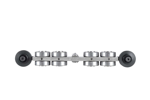 Front view of Sliding Gate Trolley Truck Assembly With Four Bearings And Eight Steel Wheels for heavy doors, industrial use