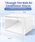 26 Inch PTAC Wall Sleeve for Through the Wall Air Conditioner with decorative frame and ventilation mesh backplate, dimensions labeled
