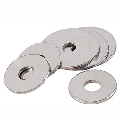 Stainless Steel Flat Washer Set For M10 And M12 Bolts Pro Grade Shim And Spacer Kit With Variety Pack Of Outer Diameters From Ultra Thin One Point Two Millimeter To Four Millimeter Thick Ideal For Automotive Machinery And DIY Projects. stacked stainless steel flat washers for M10 and M12 bolts