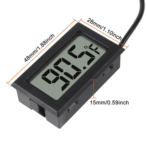 Digital thermometer from Six Pack Digital Thermometer Set With 1M Waterproof NTC Probe, dimensions marked in inches.