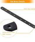 Heavy Duty Black Mending Plates 10 Inch Straight Steel Braces for Rock Solid Wood Repair, showcasing smooth edges and pre-drilled holes.