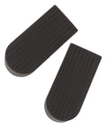 Two black flexible durable door stoppers for bottom of door, large with anti slip skid resistant wearproof floor protection quiet collision free security stop for home office and hallways.