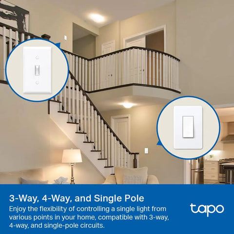 Smart Light Switch With Matter Compatibility, 3 Way 4 Way And Single Pole Lighting Control, Plug And Play Ready, wall view