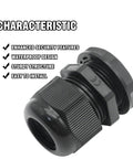 Close-up of NPT Nylon Cable Gland Set IP68 Waterproof Adjustable 5 to 10mm Cable Diameter, showing waterproof and sturdy features.