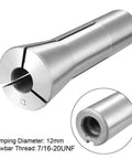 R8 Collet For Milling Machines 12mm Chuck Holder Built From 65Mn Spring Steel Hardened To 55HRC With Precise Ground Tolerance 7/16-20UNF