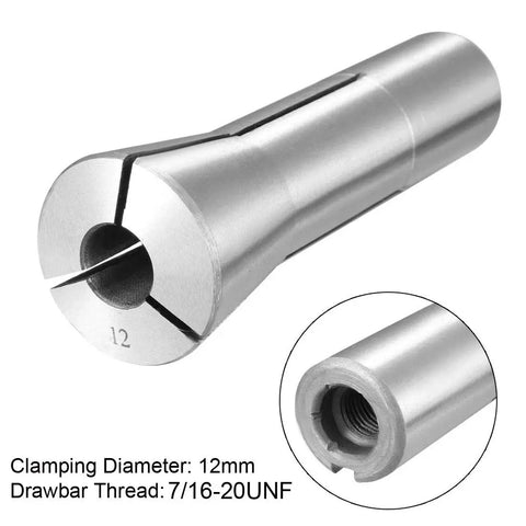 R8 Collet For Milling Machines 12mm Chuck Holder Built From 65Mn Spring Steel Hardened To 55HRC With Precise Ground Tolerance 7/16-20UNF