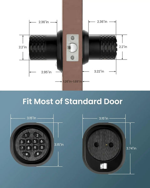 Keypad Door Lock With Digital Knob Electronic Keyless Entry Auto Lock Back Locking Anti Slip Handle Anti Peeping Password Easy Install For Home Office Bedroom Silver Smart Home Ready