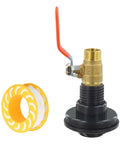 Rock Solid One Half Inch Brass Ball Valve With Bsp Male Threads For Water Line Connections Built Tough For Long Haul Performance And Super Easy Diy Installation with orange handle and tape.