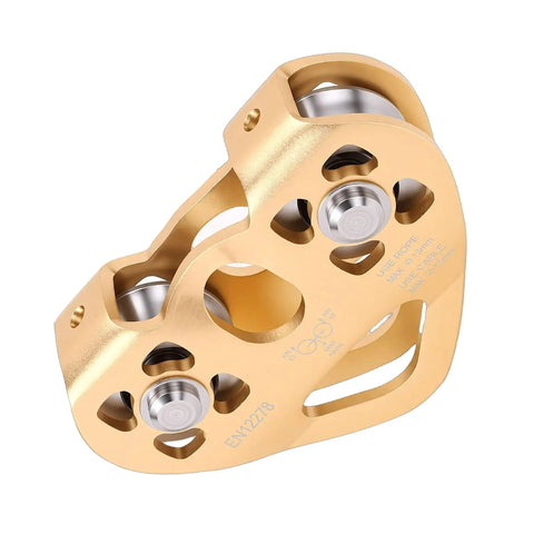 Dual Tandem Zipline Pulley Trolley System For Cable Rope 30KN Breaking Strength Beefy Heavy Duty Aluminum Housing With Sealed Bearings