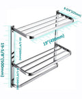 Three Tier Bathroom Shelf With Towel Bars Wall Mount Rack Stainless Steel SUS304 Rust Proof Polished Chrome Finish 20 Inch