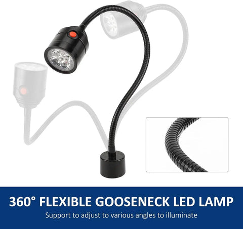 Durable Magnetic Led Work Light With Flexible Gooseneck And Magnetic Base 550 Lumen 6500K White Task Lamp For Lathe Bench