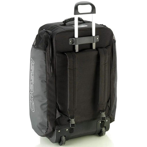 Back view of Moby 5 Wheeled Dive Gear Bag With Three Side Access Beefy Heavy Duty 300D And 400D Fabric and telescopic handle