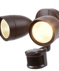 Bronze Dual Head Motion Sensor Flood Light, 1400lm Outdoor Security Light, Dusk To Dawn, IP65 Waterproof Aluminum Fixture