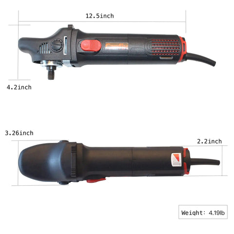 Dimensions and weight of Mini Rotary Car Polisher With Pads And M14 Extension Shafts For Deep Buffing And Scratch Removal Pro Grade