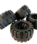 Set of 112x61mm 80A Solid Rubber PU Belt Wheels for electric skateboard longboard, black finish, smooth ride on paved streets.