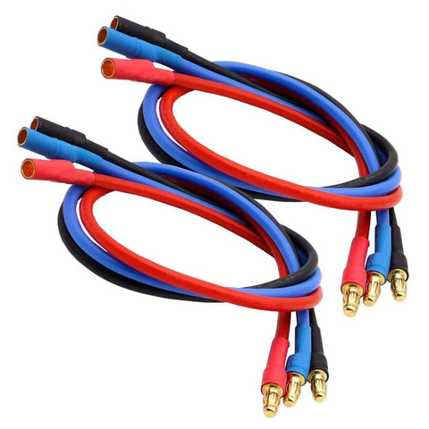 Six Pack 3.5mm Banana Gold Bullet Connector Extension Cables For RCs, Brushless Motors And ESCs, 16AWG Heatproof Silicone Wire