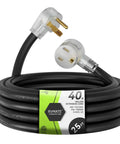 Beefy 25 Ft Welder Extension Cord 250V 8 AWG NEMA 6-50 STW With LED Indicator coiled, showing plug ends with label