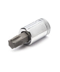 Close-up of a Torx bit from Beast 74 Piece Master Torx Bit Socket Set With External And Tamper Proof Torx Bits, heat-treated S2 steel.