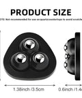 Product size diagram showing 8 Pack Self Adhesive Appliance Sliders With 360 Degree Swivel Mini Caster Wheels, black, 1.38 inches wide.
